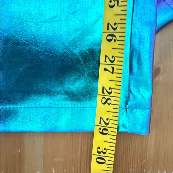 NEW AMYLYNN USA Lupe Purple Iridescent Metallic Faux Leather Trousers Size L - Picture 12 of 12